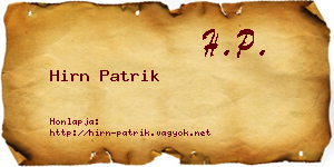 Hirn Patrik névjegykártya